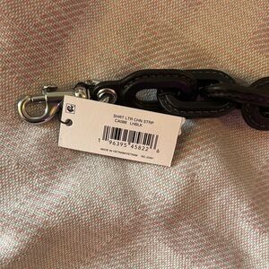 Coach Black Leather Chain Strap with silver hardware